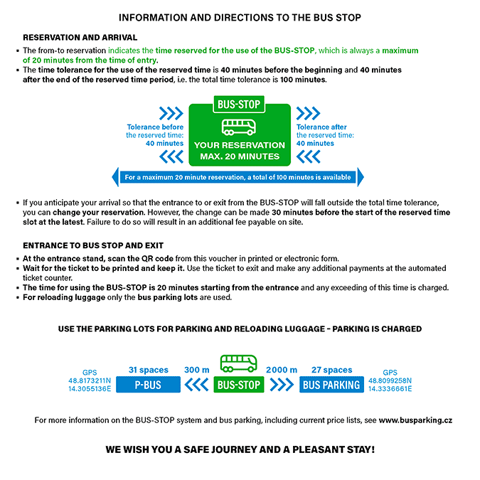 Information and directions to the BUS STOP